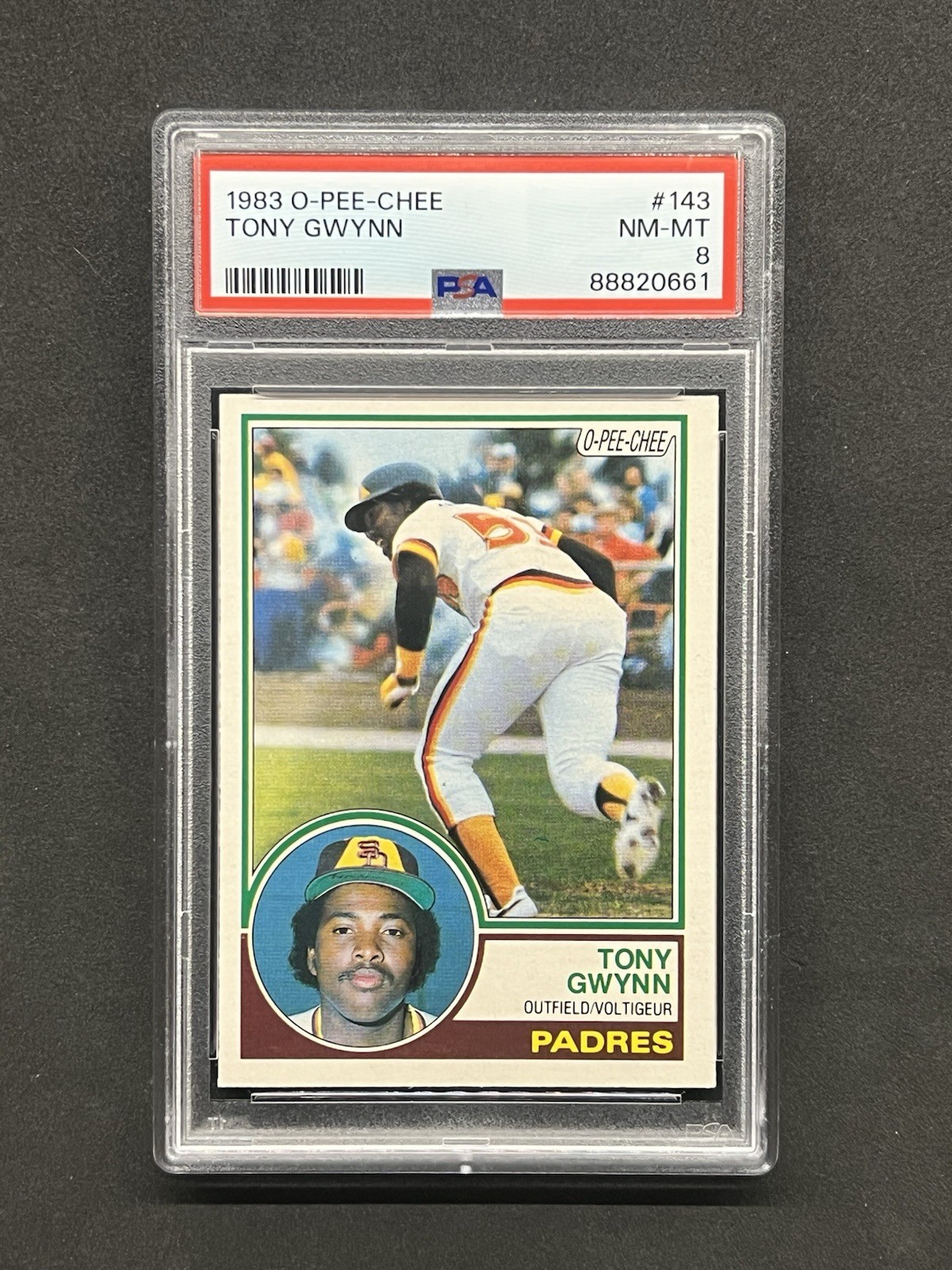 1983 O-Pee-Chee OPC #143 TONY GWYNN Rookie RC San Diego Padres HOF PSA 8