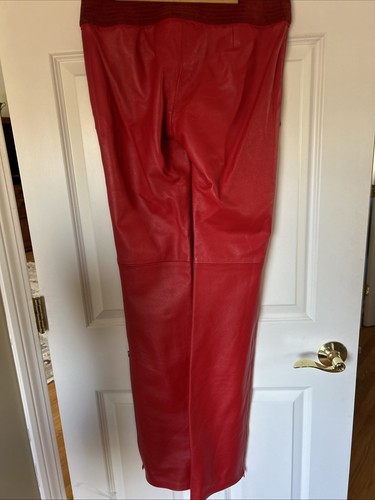 Women's pants real leather Red suede waistband ankle zip lined New 29 X 35 gromt - Picture 9 of 19