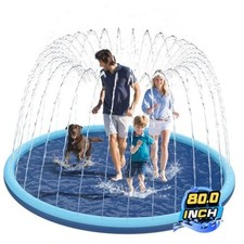 Non-Slip Splash Pad for Kids and Dog, 80" Extra Large Baby Play Mat, Dog 80in