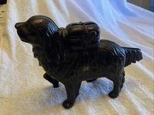 A.C. Williams St. Bernard Newfoundland W/rescue pack Antique Cast Iron CoinBank