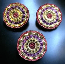 3 Czech VASELINE Glass LACY Buttons #P462 - 27 mm or 1" - GILDED!!!!!!!!!!!!!!!