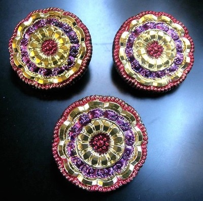 3 Czech VASELINE Glass LACY Buttons #P462 - 27 mm or 1'' - GILDED!!!!!!!!!!!!!!!