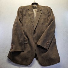Lauren Ralph Lauren Mens Blazer 42L Brown Wool Herringbone Sport Coat Jacket