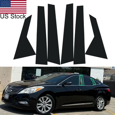 6pcs Glossy Piano Black Pillar Posts Window Trim Covers For 12-15 Hyundai Azera