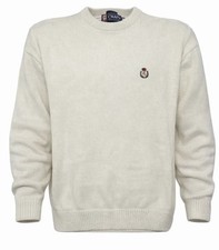 Chaps Ralph Lauren Sweater Men's Large Beige Hand Framed Crest Pullover Preppy