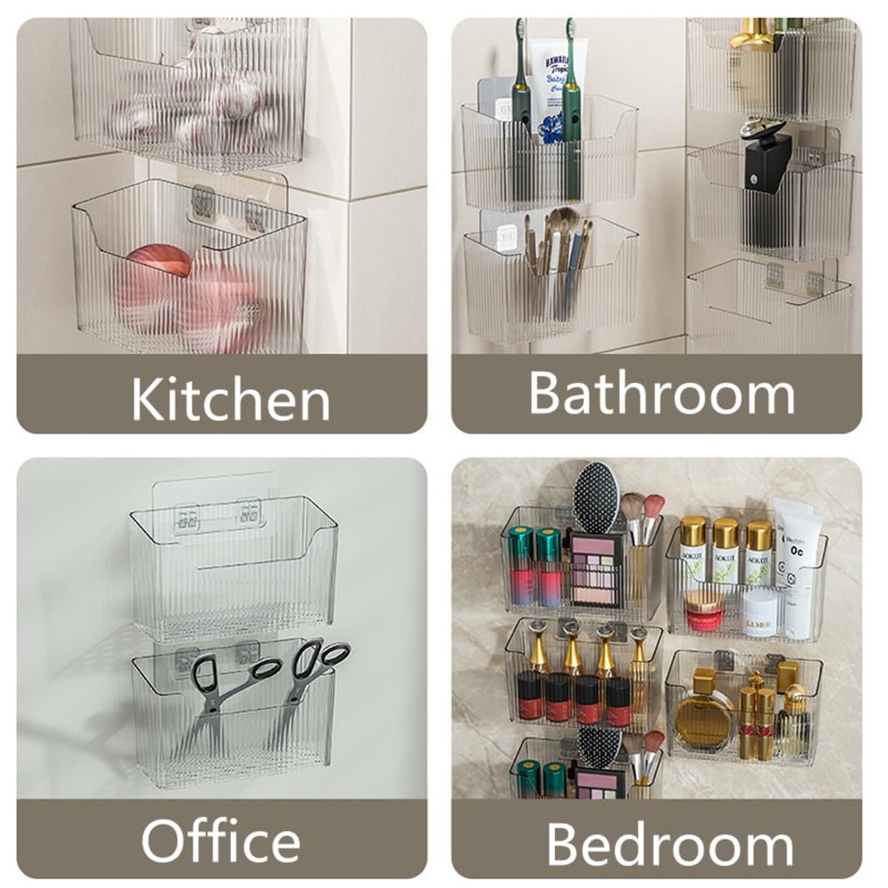 2 Pack Adhesive Cabinet Door Organizer Storage Bins Lid Wall Mount Pantry Caddy