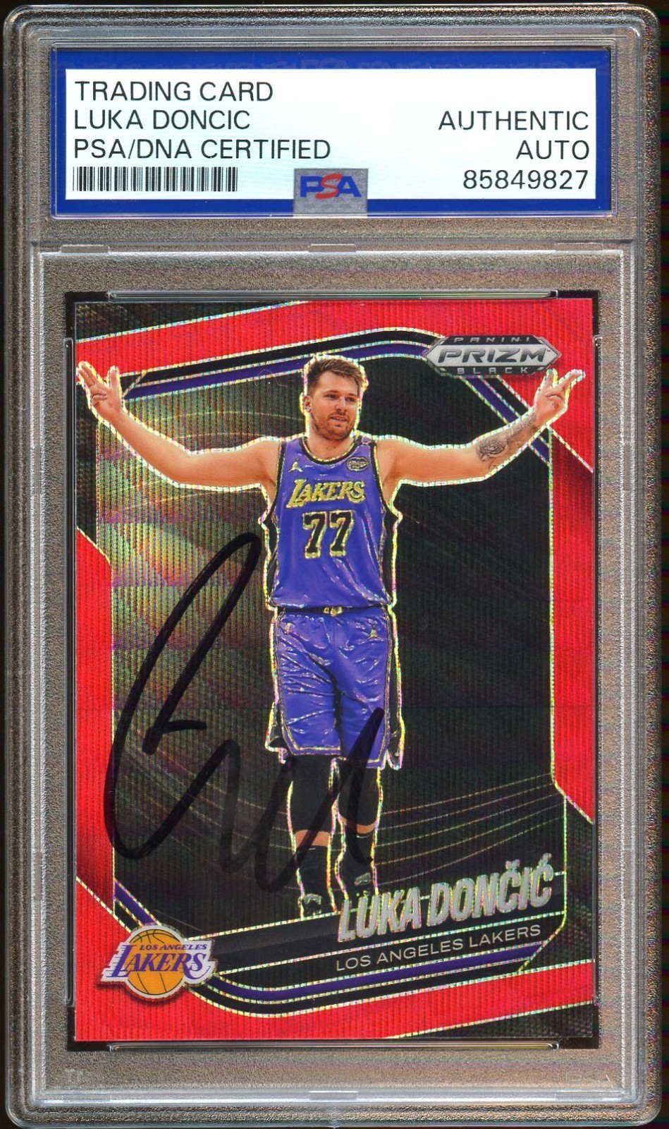 Luka Doncic 2024-25 Panini Prizm Black Red Wave Signed Auto PSA DNA