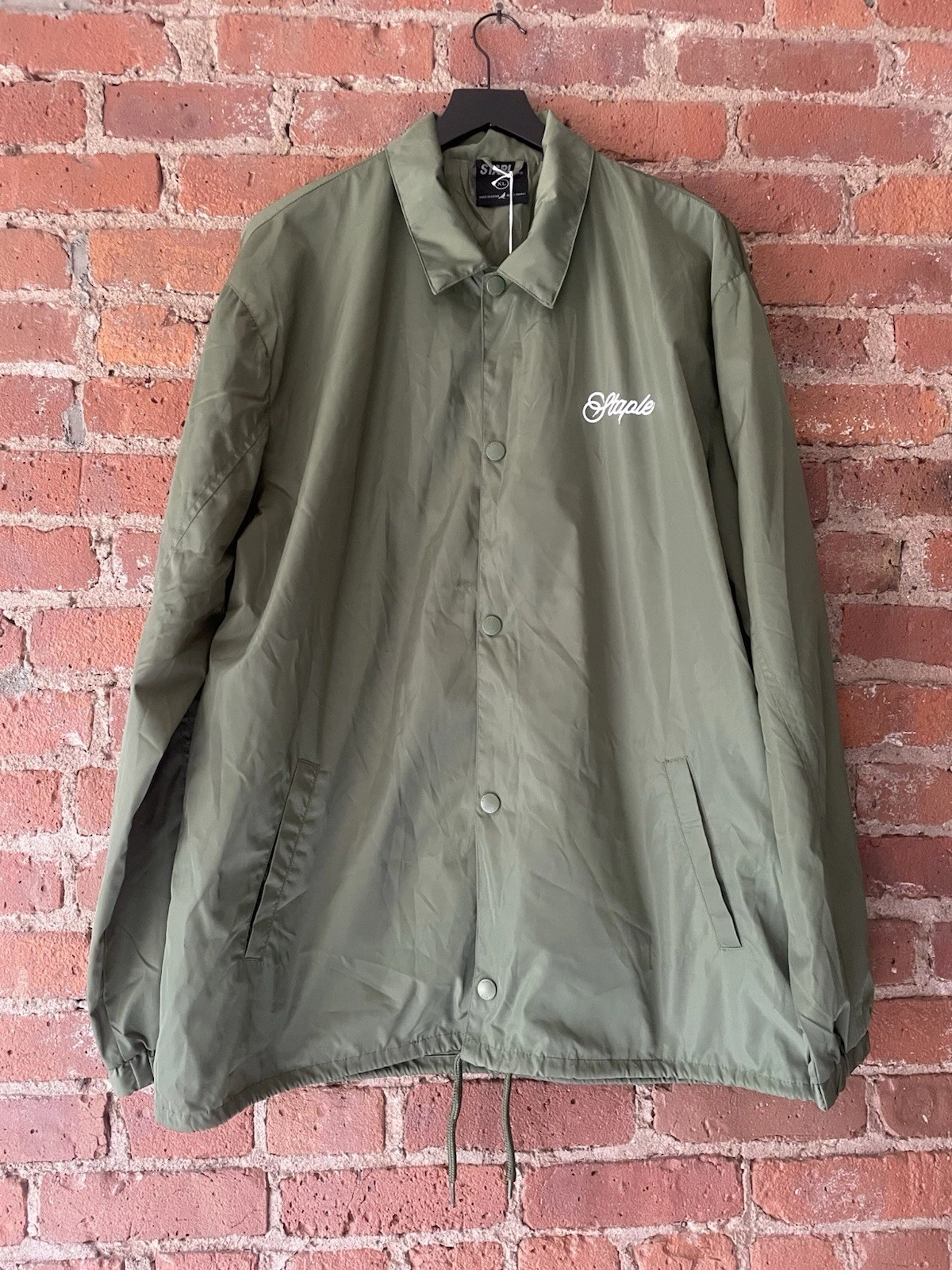 Staple Pigeon Jacket XL Windbreaker Lightweight Olive Green NWT Button Up