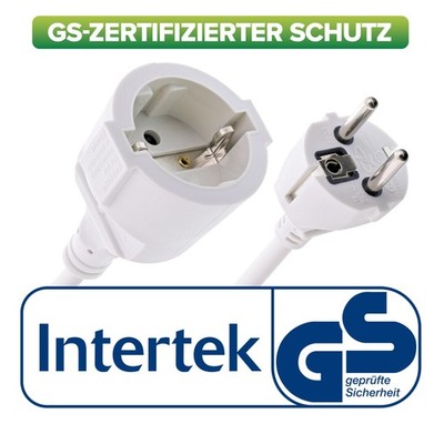 InLine 3m Schutzkontakt Verlängerungskabel Kindersicherung Stecker Buchse Weiß