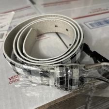 Leather Belt Checkered Unisex Mens Womens  black and white L 38-40