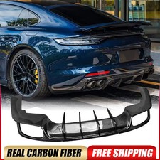For Porsche Panamera 971 2017-2026 Real Carbon Rear Lip Bumper Diffuser Body Kit