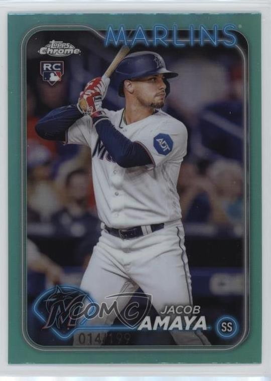 2024 Topps Chrome Aqua Refractor 14/199 Jacob Amaya #92 1bw2