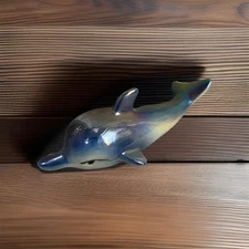 Blue Iridescent Ceramic Dolphin 6”
