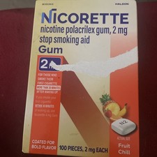 New Nicorette Fruit Chill Nicotine Gum 2mg - 100 Count Exp 8/27 -Stop Smoking