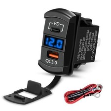 Car Rocker Switch Outlet, 36W QC3.0 USB-A Port 55W PD Port Charger Socket 1