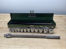 Vintage Sae Sk 12 Drive 12 Piece Socket Set And Breaker Bar With Metal Case Vintage Sae Sk 12 Drive 12 Piece Socket Set And Breaker Bar With Metal Case