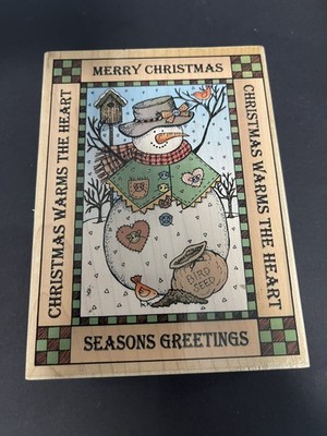 Hero Arts Snowman Merry Christmas Warms The Heart Rubber Stamp FREE SHIP