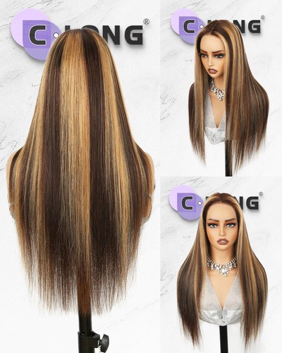Highlight Ombre Lace Front Wig Human Hair 180% Density,13x4 Straight 4/27 Hon... - Picture 6 of 9