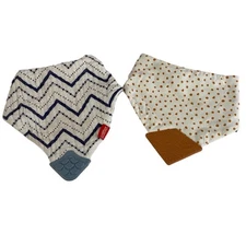 Nuby Boogin Head Baby Teething Bibs Blue Orange Bandana Cotton Unisex Lot of 2
