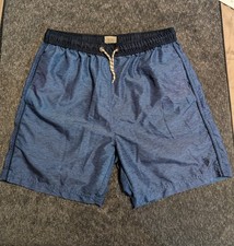 U.S. POLO ASSN. Men's Swim Trunks Size L Blue Drawstring Mesh Lined 9" Inseam