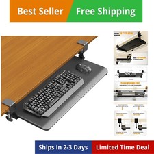 Keyboard Tray Under Desk, Pull Out Keyboard Tray with C Clamp Mount, 25.6" 29...