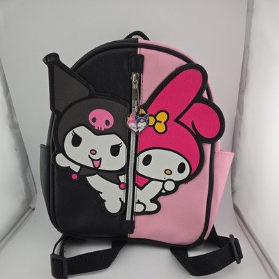 Sanrio My Melody & Kuromi Black Pink Mini Backpack Adjustable Multi Pockets