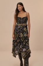 Farm Rio Winter Garden Black Pleated Lace Sleeveless Midi Dress XL-NWT