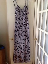 NWT Woman's Evening Party/Cocktail Gown Silver with Black Floral Detail  Jr. 9