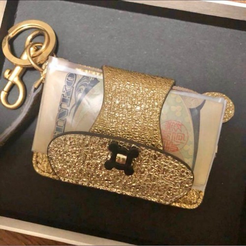 Anya Hindmarch Bear Women's Coin Case Purse Leather Gold Casual with Box Japan - Picture 5 of 9