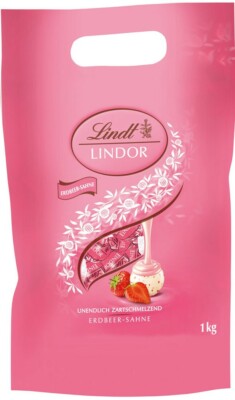 Lindt Lindor Erdbeer-Sahne Erdbeere mit weisser Schokolade 1kg  ca. 80 Kugeln