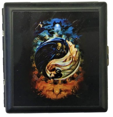 Eclipse Yin Yang Skull Crushproof Metal Cigarette Case, Kings, 3102B