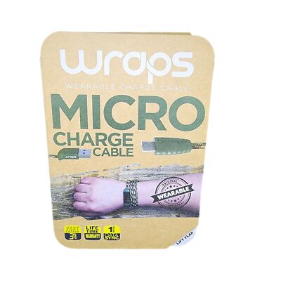 Wraps Braided Wristband 1 Meter Micro USB Data Sync & Charge Cable (WCMJV17) NEW