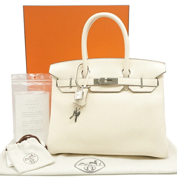 HERMES Birkin 30 Taurillon Clemence Nata Silver Metal Fittings