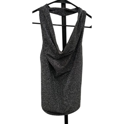 Express NWT Black Glittery Halter Open Back Sleeveless Top Size S