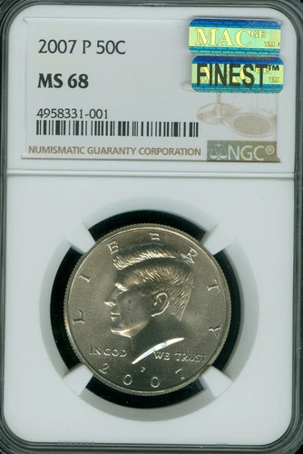 2007 P KENNEDY HALF DOLLAR NGC MS68 PQ BUSINESS STRIKE MAC FINEST SPOTLESS *