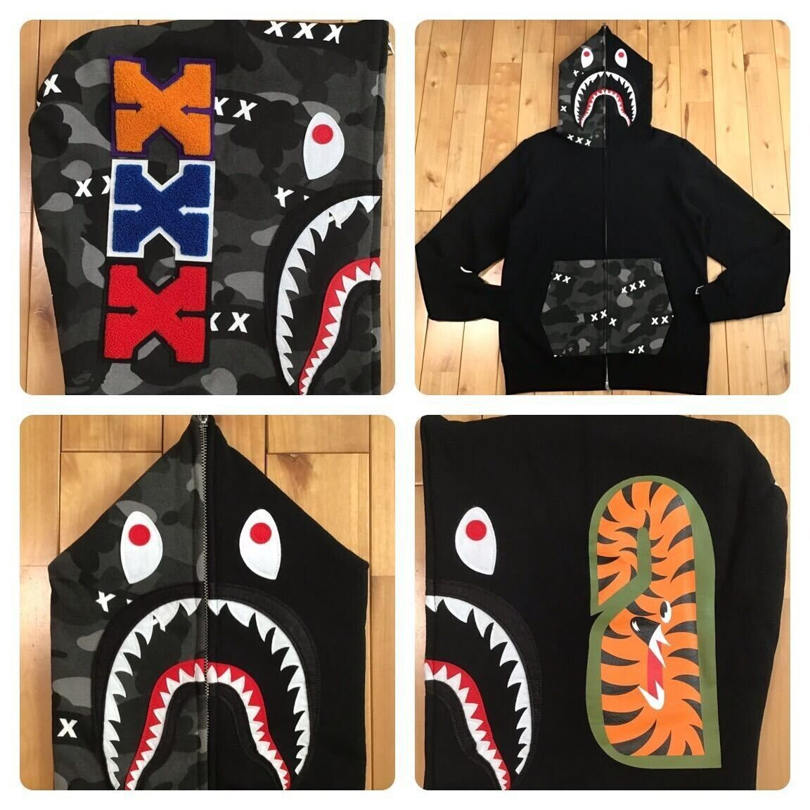 BAPE × GOD SELECTION XXX Shark full zip hoodie Black A BAPE × GOD SELECTION XXX Shark full zip hoodie Black A