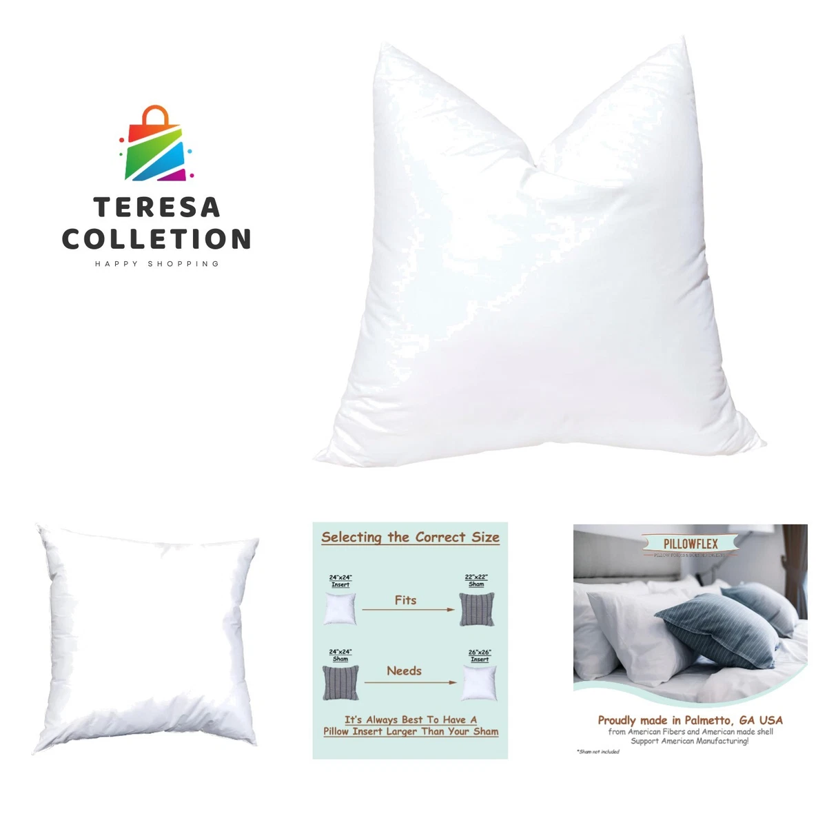 Pillowflex Synthetic Down Alternative Pillow Inserts for Shams