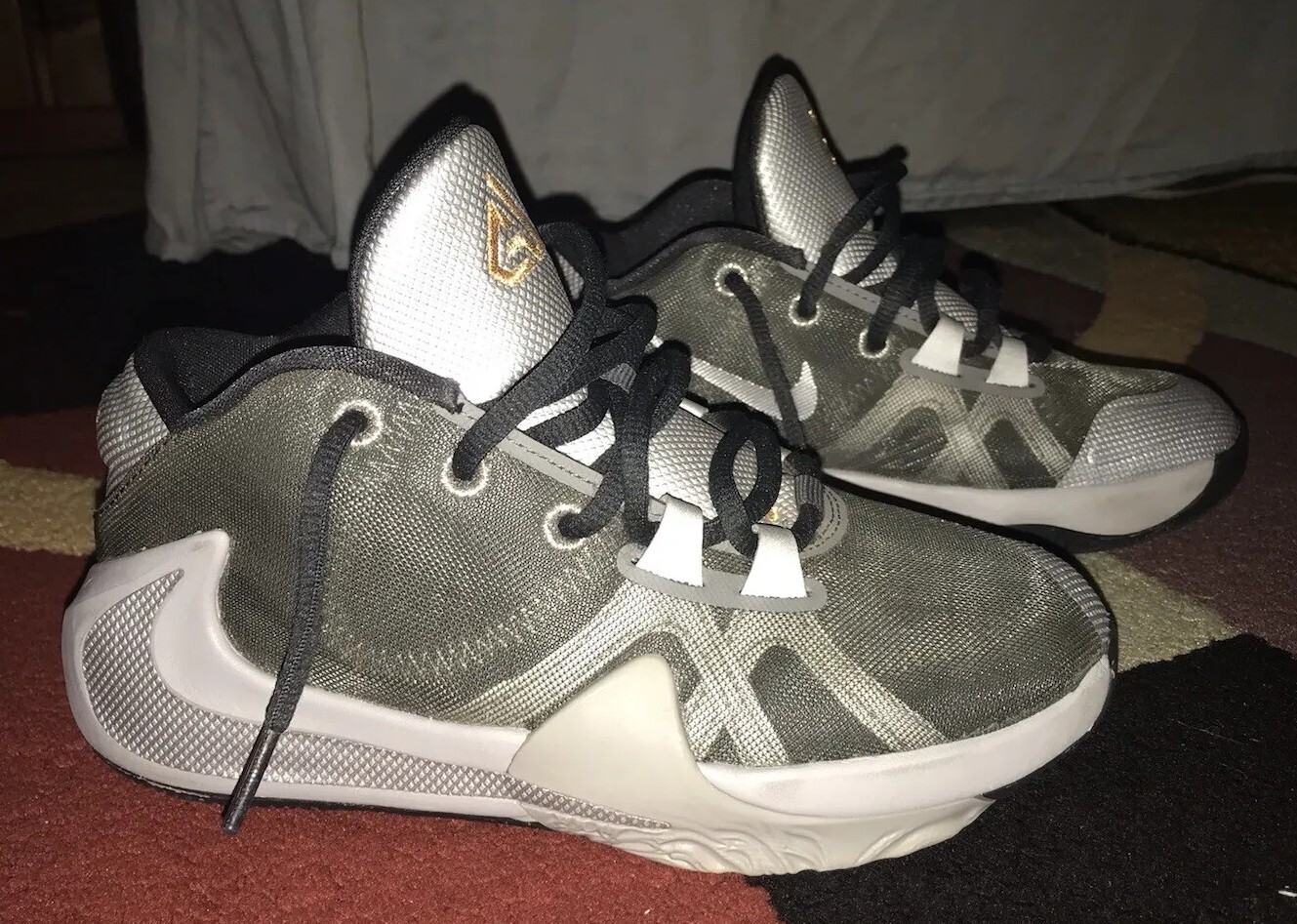 Nike Zoom Freak 1 Basketball Shoes Black Gray Size 4Y… Gem