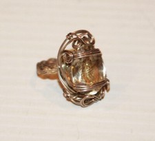 Sterling Silver Artisan Oval White Crystal Quartz Wire Wrapped Ring 8g Size 9