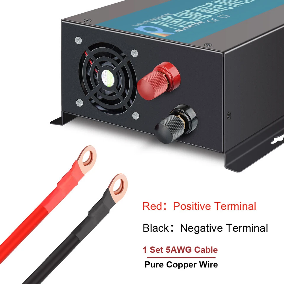 WZRELB Pure Sine Wave Inverter Off Grid 12V 24VDC to 110V 120V AC 500W 60HZ CAMP - Image 2 of 4