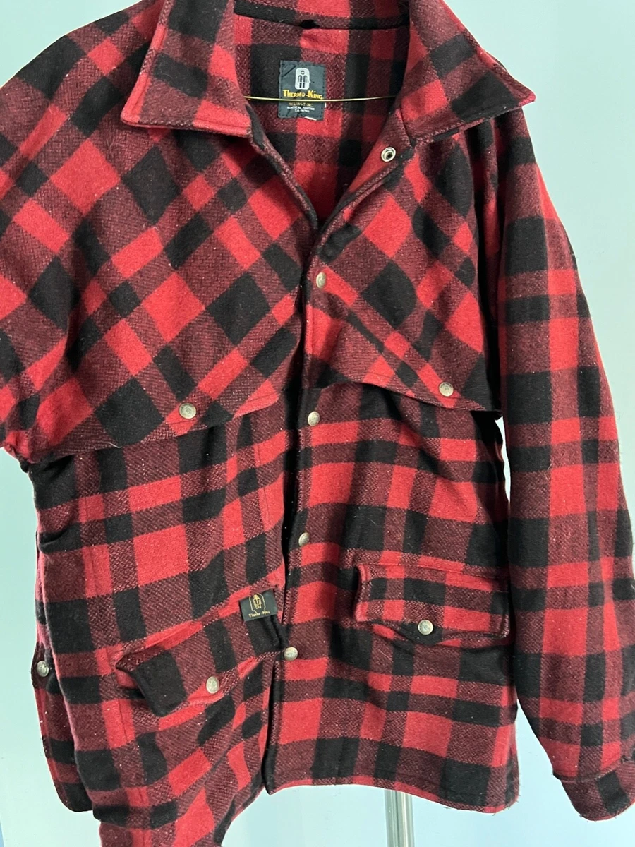 Vintage Thermo King Wool Mackinaw Buffalo Plaid Cruiser Jacket Canada Made M L