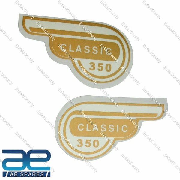FüR Royal Enfield Classic 350 Weiß & Golden Werkzeugkiste Aufkleber Sticker Paar-image