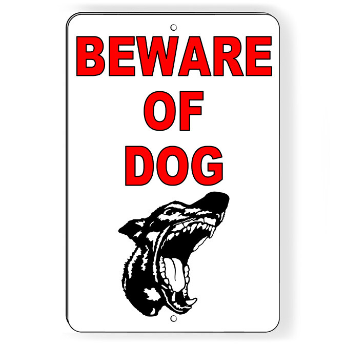 Beware Of Dog Metal Sign Or Decal 6 SIZES doberman security bite warning SBD001