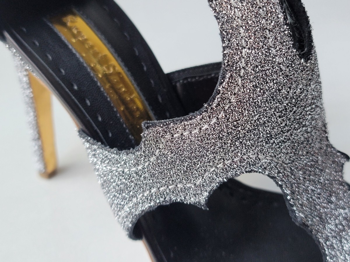 Rupert Sanderson Silver Lurex cut-out shoes sandals 39 9 8.5