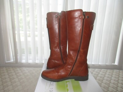 Primigi Kid Girl's Knee-High Cognac Brown Leather & Textile Boots, US 5 - 5.5