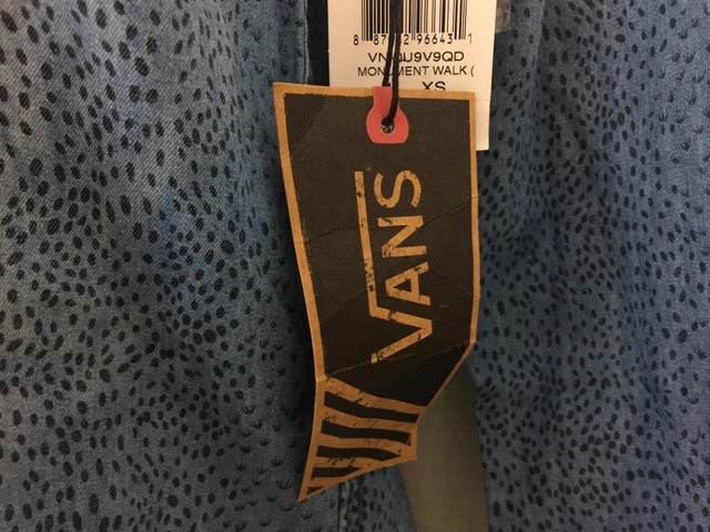 Women's Vans off wall blue cotton long sleeve casual blouse Size XS New tags for sale online