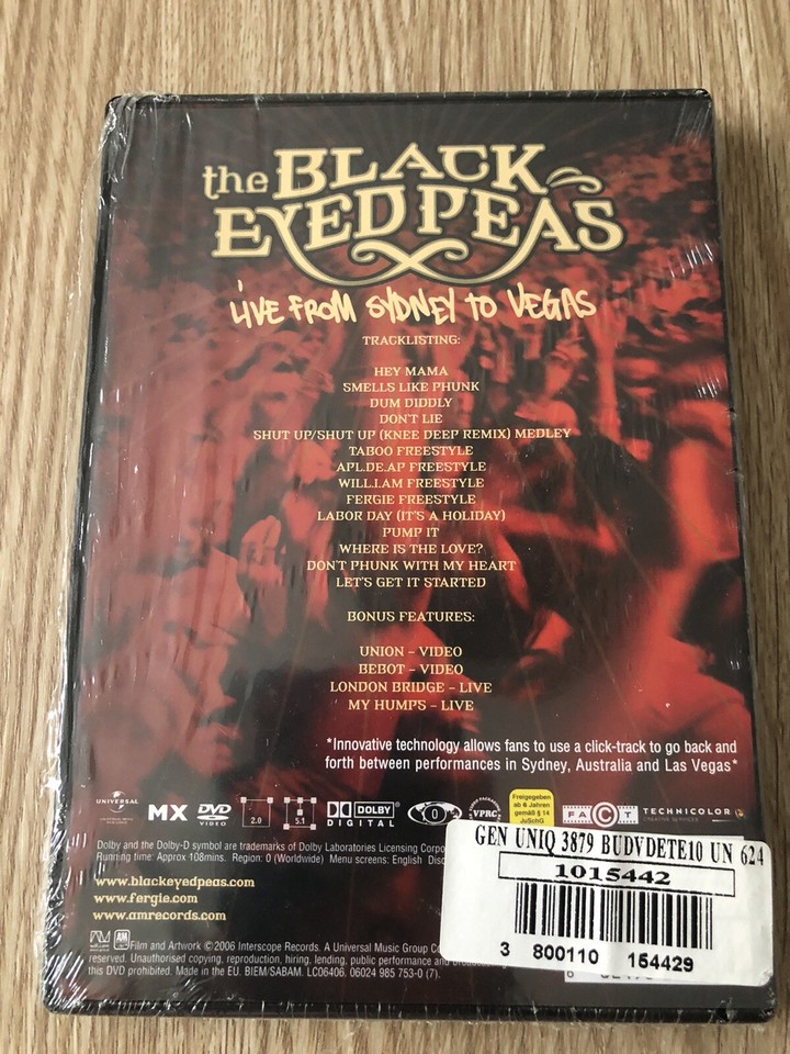 CONCERT BLACK EYED PEAS LIVE FROM SYDNEY TO VEGAS DVD NEUF BLISTER RARE