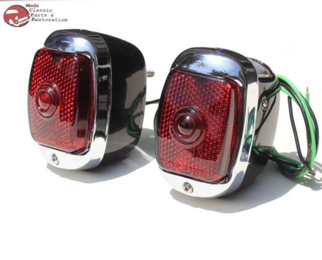 40-53 Chevy First Series Pickup Truck Rear 6V Tail Lamp Lights Right & Left Set
