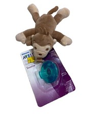 Philips Avent Soothie Snuggle Pacifier Holder Monkey Plush New Pacifier