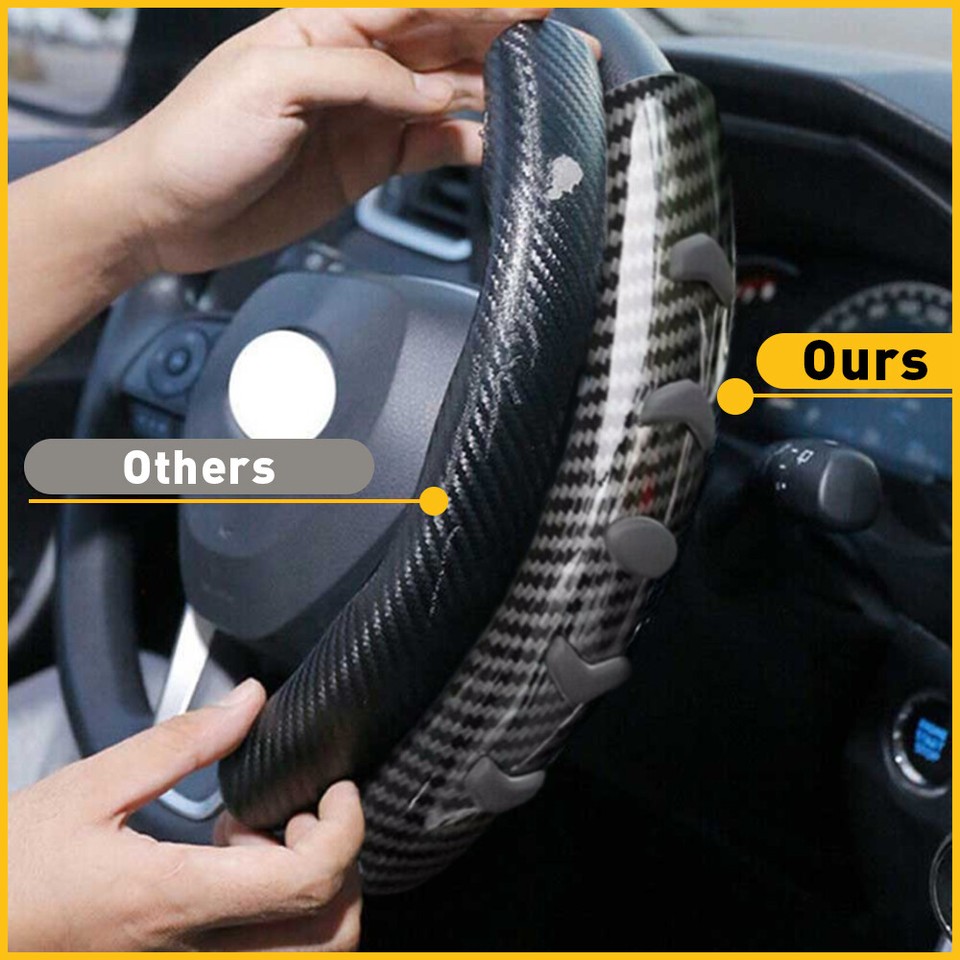 2X Steering Wheel NonSlip Booster Cover Carbon Fiber Universal